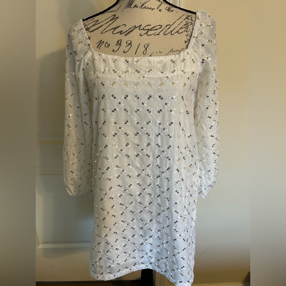 Traffic People Elegant White Sequin Dress